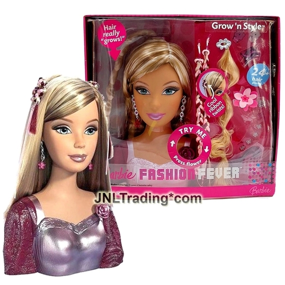 Barbie Other - Year 2006 Barbie Fashion Fever GROW 'N STYLE Styling Head WORKS 24 Pieces